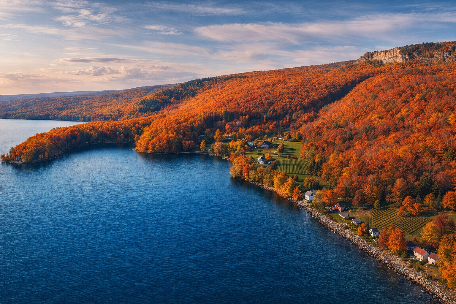 the coast of seneca lake in the autum